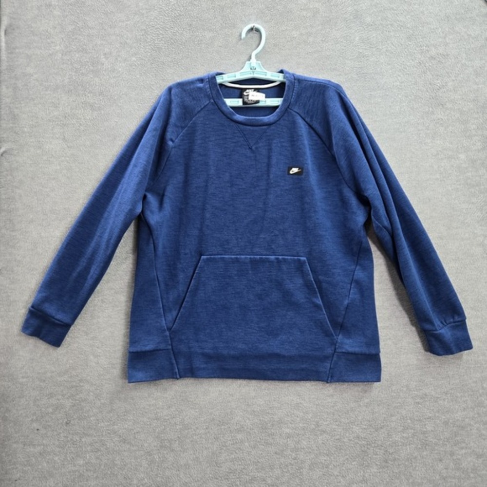 Nike Men Sweatshirt L Blue‎ Normcore Optic Fleece Logo Long Sleeve